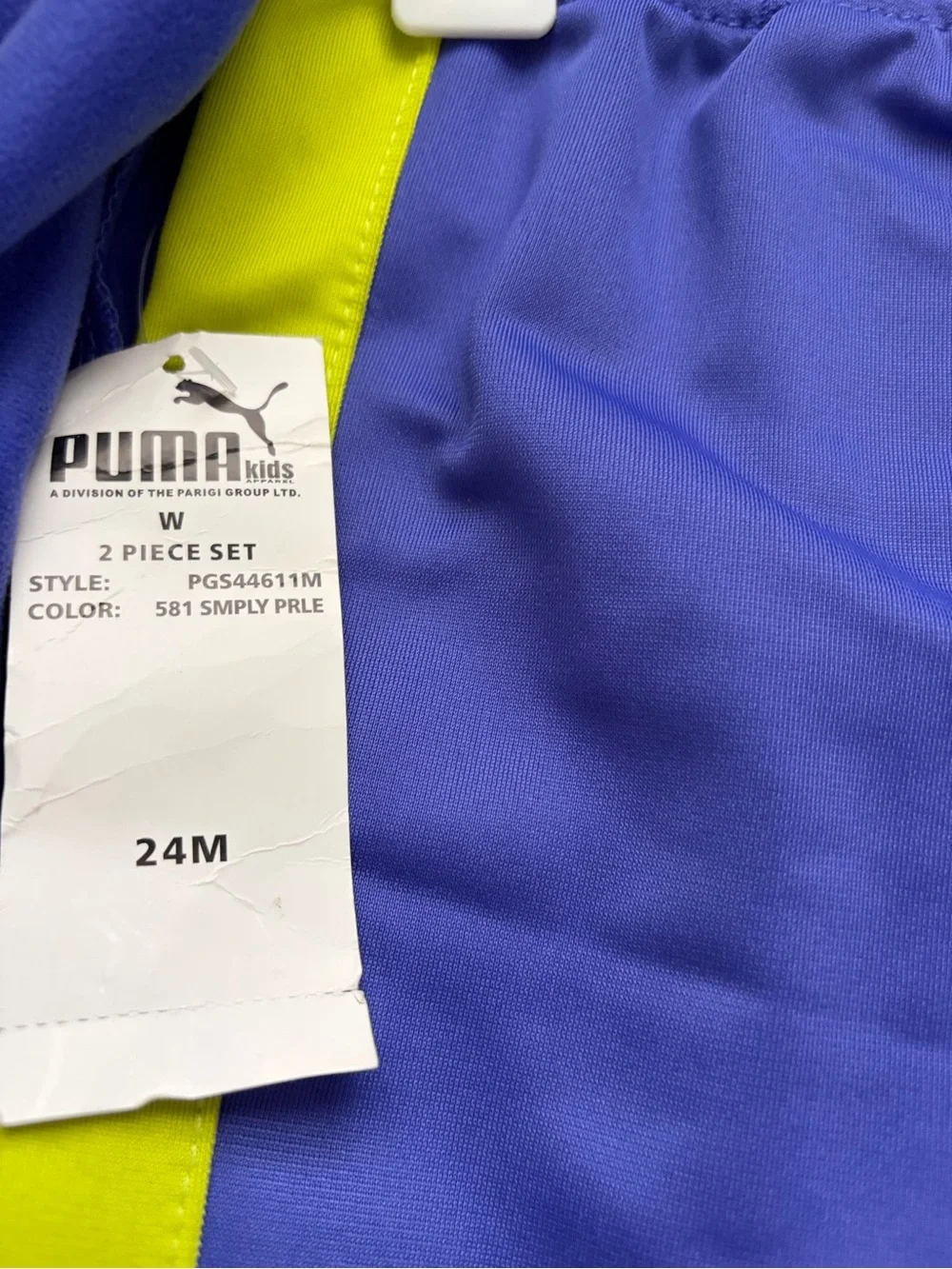 Puma Kids  Girl’s 24M Zip Track Set - Blue & Neon Green - Picture 5 of 8
